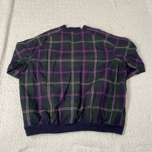 PROQUIP Golf Windbreaker Fully Lined Blue Green Pink Plaid Pullover Mens Large - Picture 7 of 7